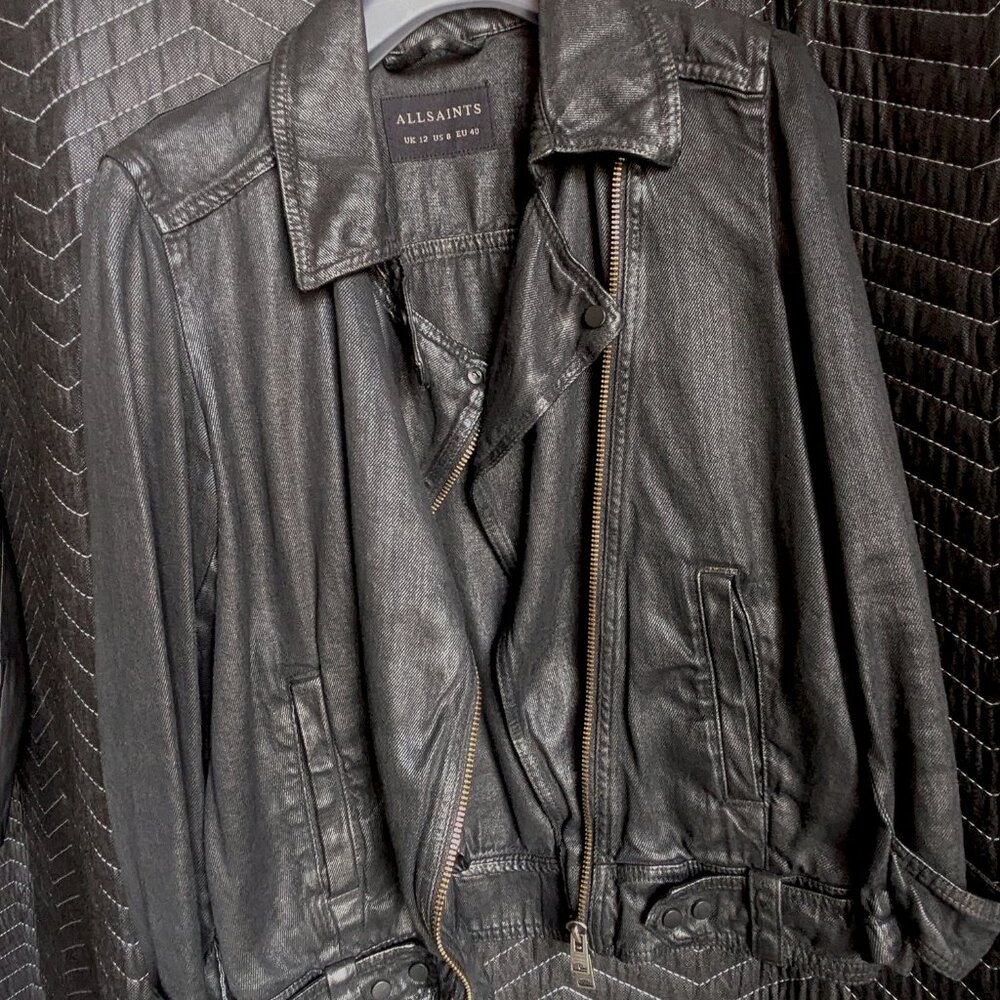 All Saints Black Jean Jacket - Picture 3 of 16